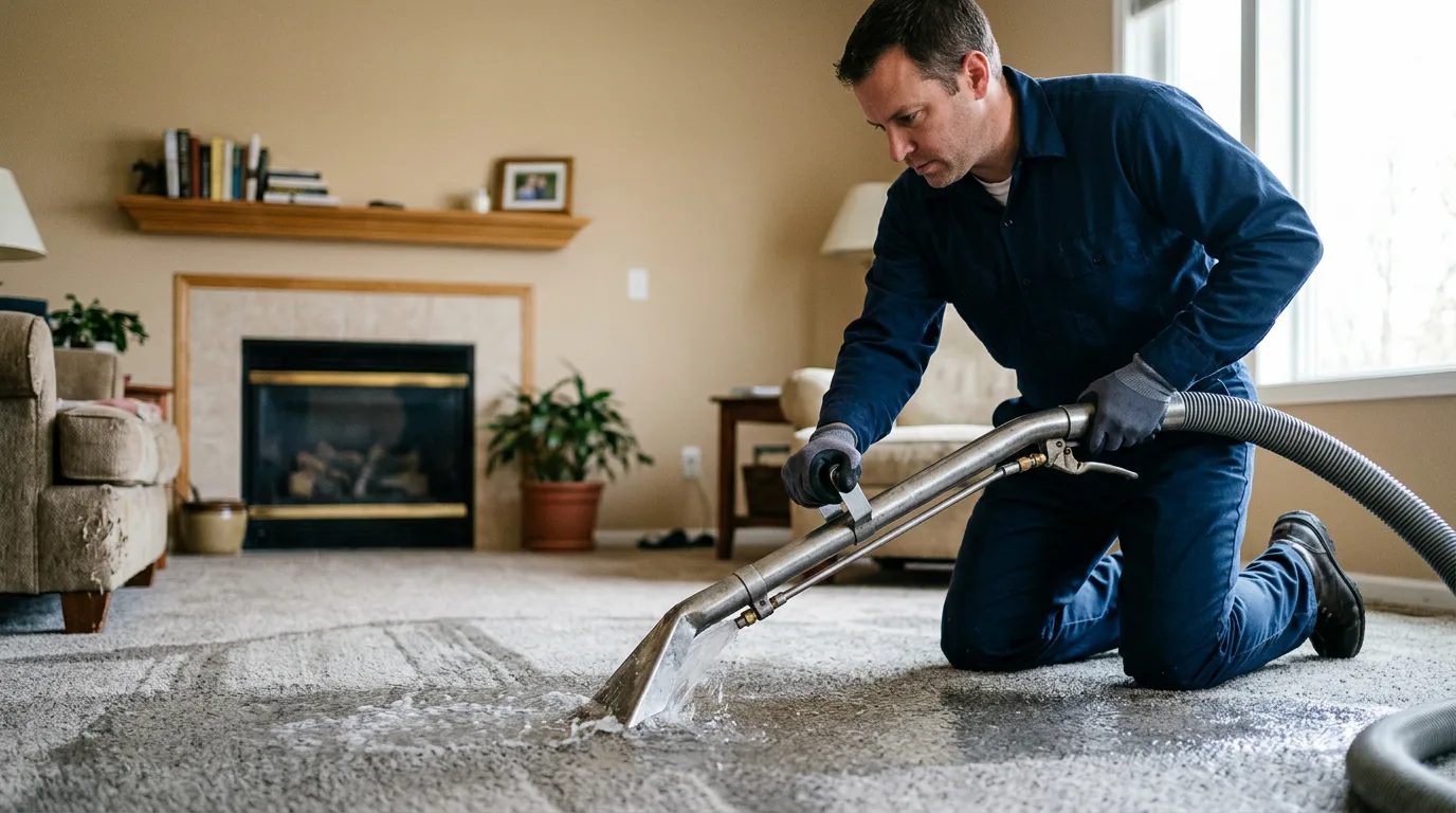 Water damage restoration technician working near Addington, OK